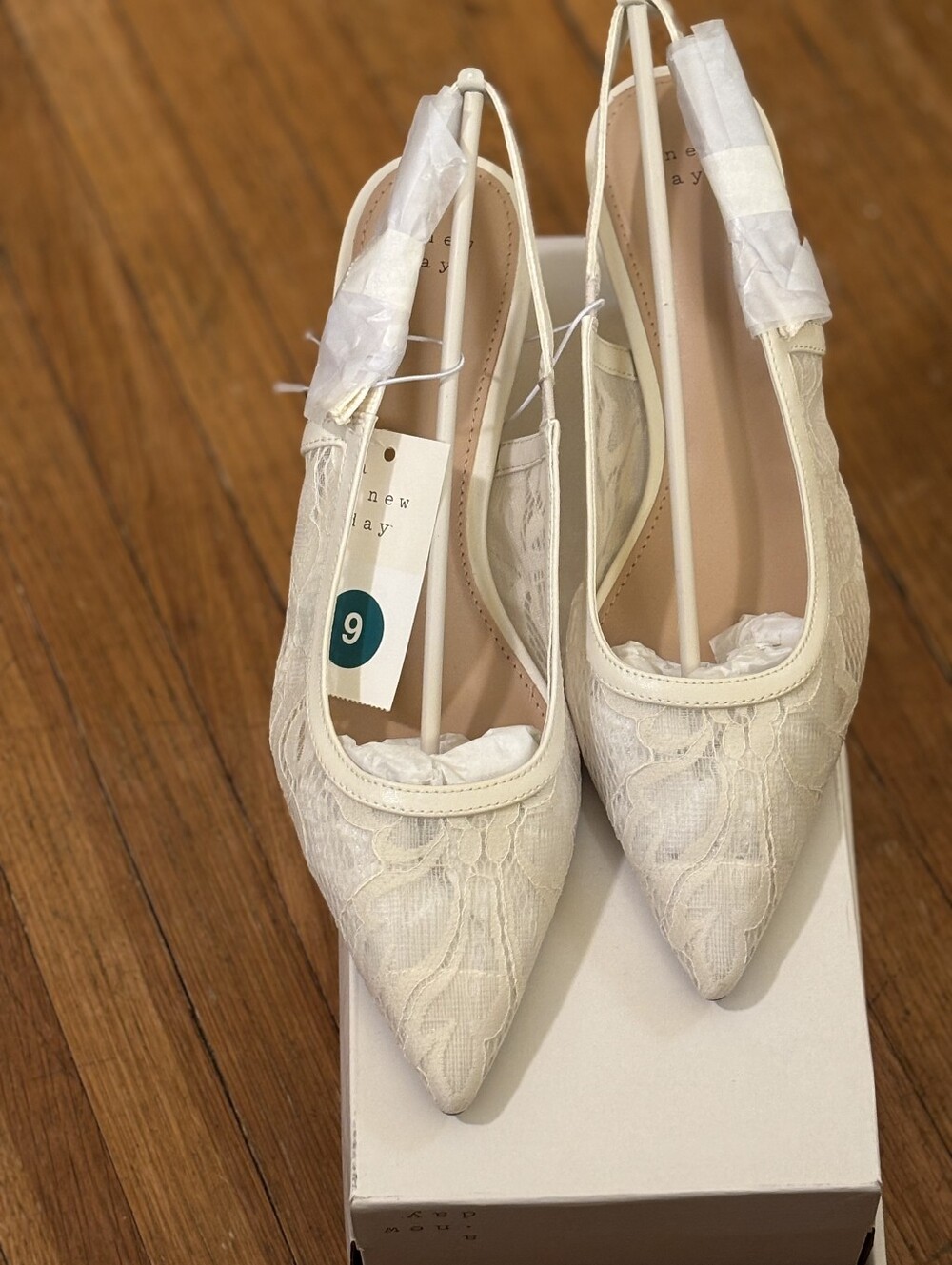 a new day Ivory Lace Pointed Slingback Heels